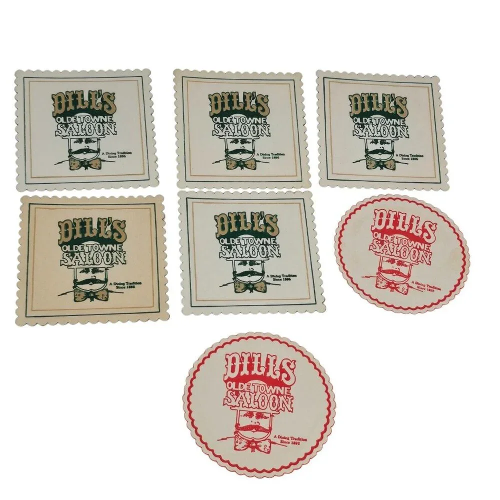 Vintage Coasters Dills Olde Towne Saloon Restaurant Ephemera Bar Food and Spirit